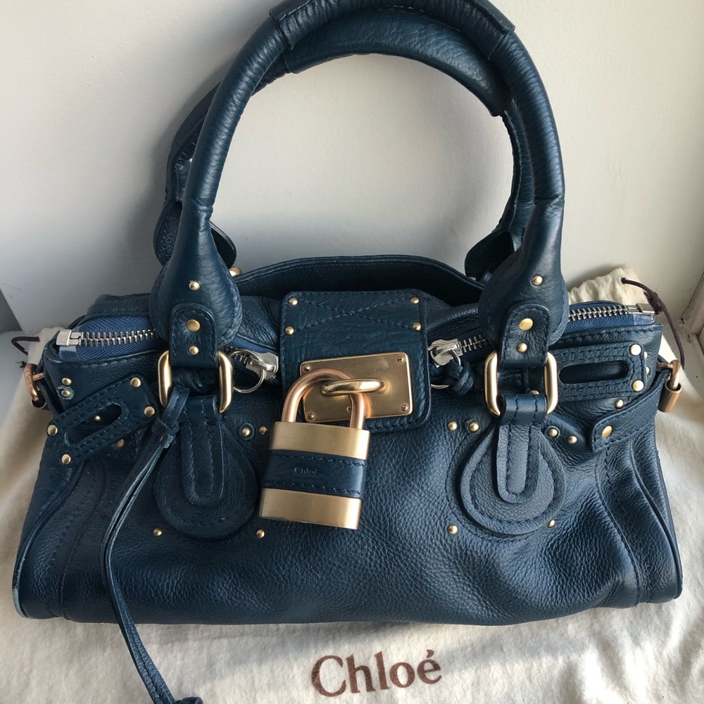 Chloe Paddington in navy with pad lock & key